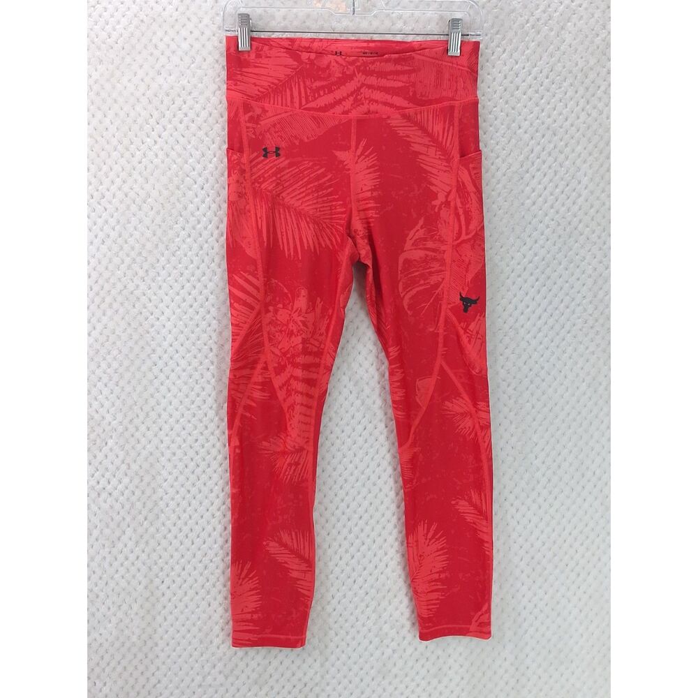 Under Armour Project Rock Heatgear Aloha Ankle Crop Leggings Women's Medium Red